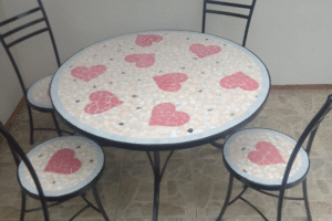 Custom heart patio table