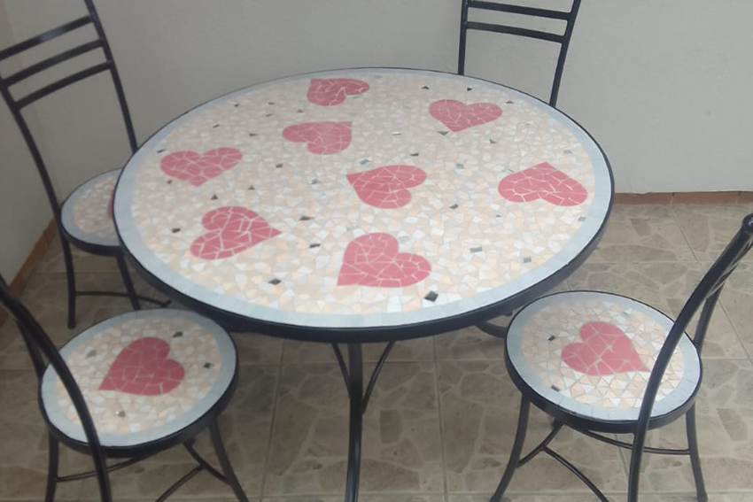 Custom heart patio table